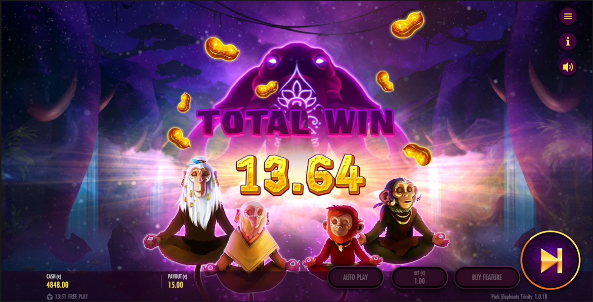 Total win in Pink Elephants Trinity by Thunderkick
