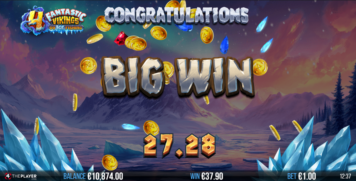 A big win in 4 Fantastic Vikings Go Ice Fishing by 4ThePlayer