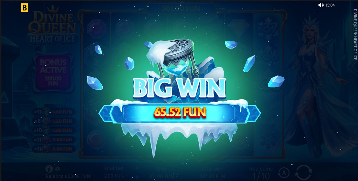 A big win in Divine Queen Heart of Ice by BGaming
