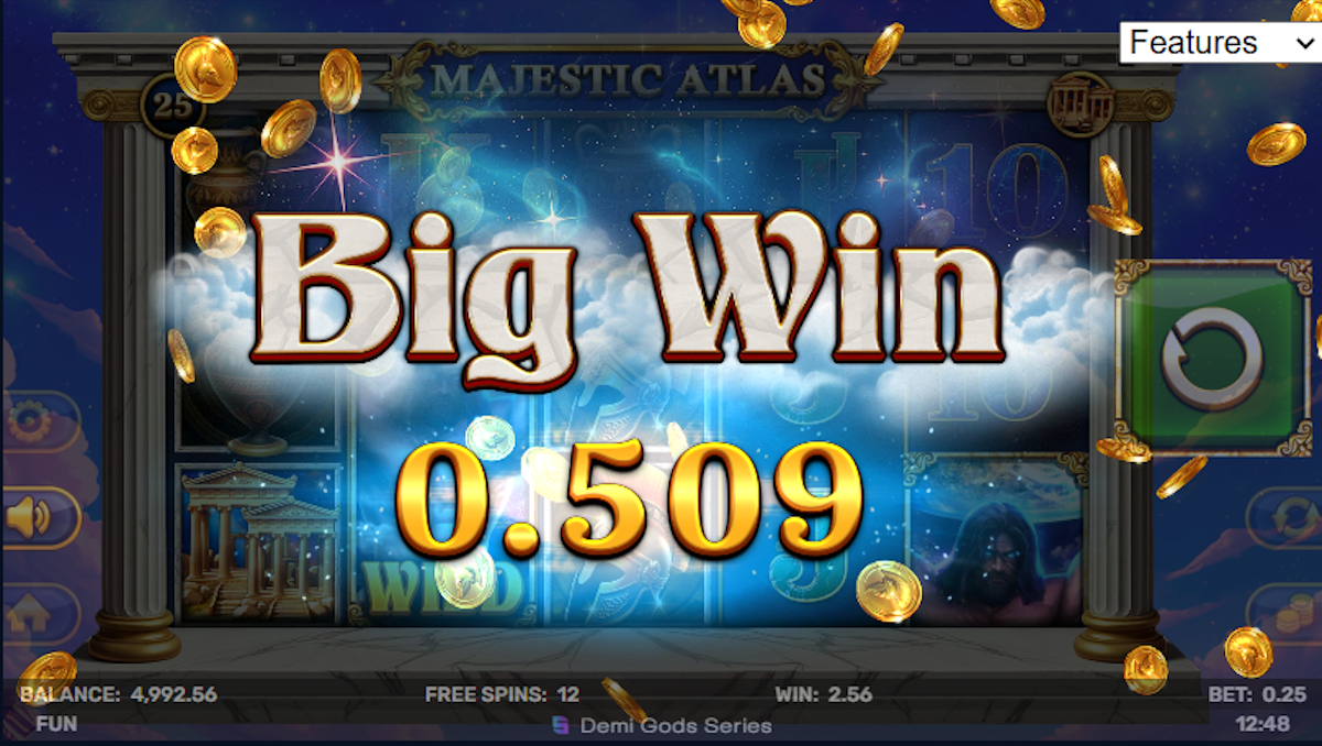 A big win in Majestic Atlas by Spinomenal