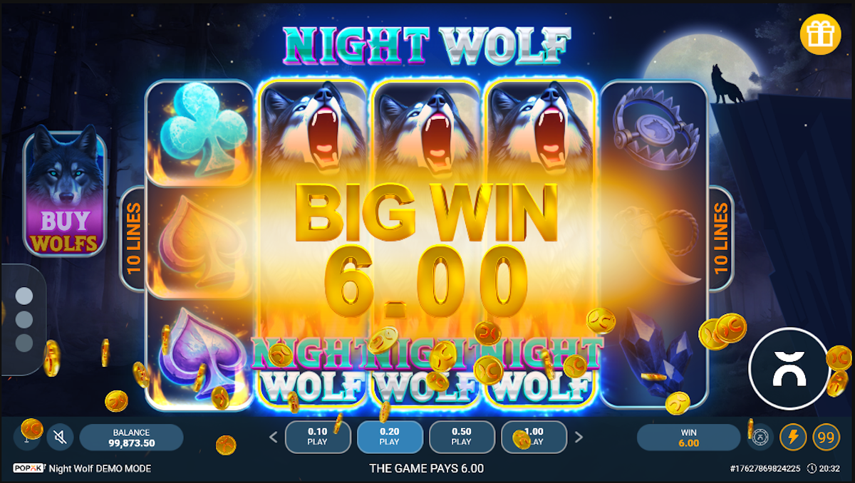 A big win in Night Wolf by PopOK Gaming