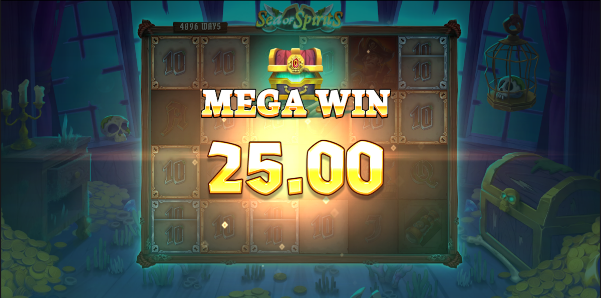 A mega win in Sea of Spirits by Push Gaming