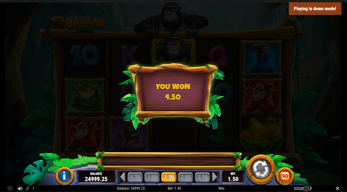 A win in Banana Rush by Play’n GO