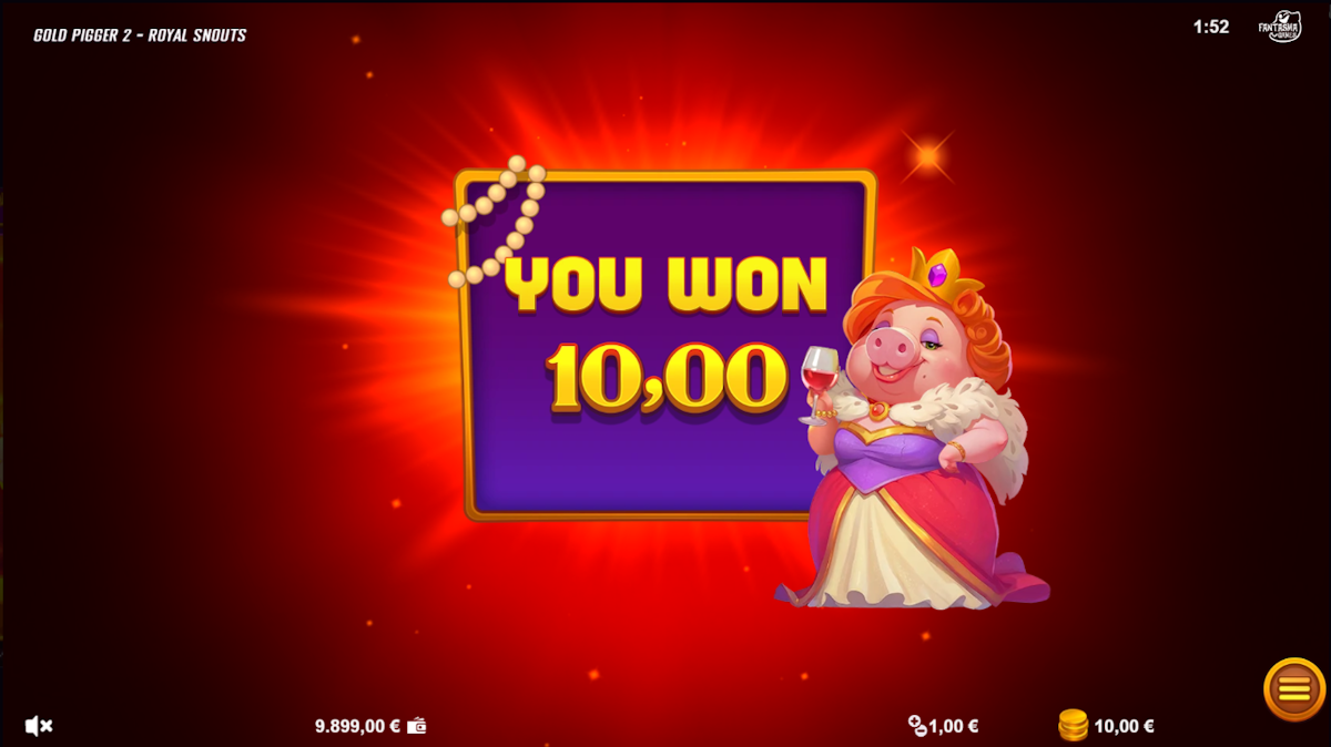 A win in Gold Pigger 2 Royal Snouts by SlotMatrix