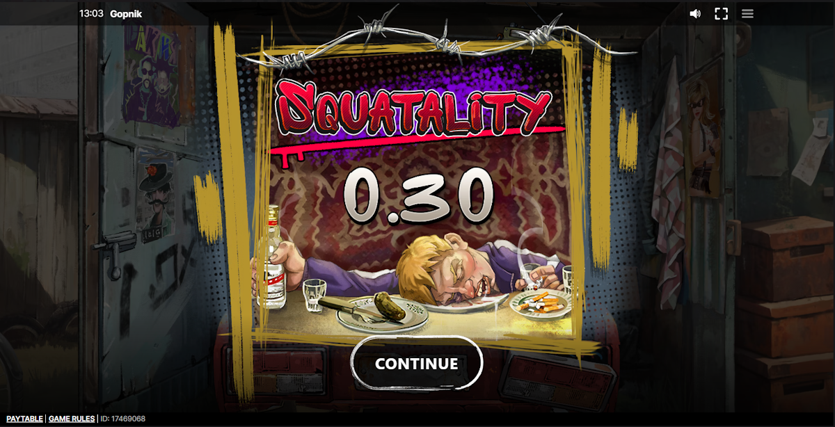 A win in Gopnik by Sneaky Slots
