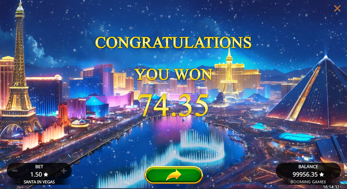 A win in Santa in Vegas by Booming Games