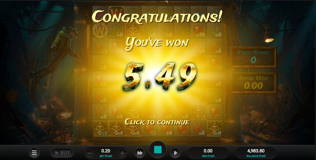 A win in Treasure Tumble by Relax Gaming
