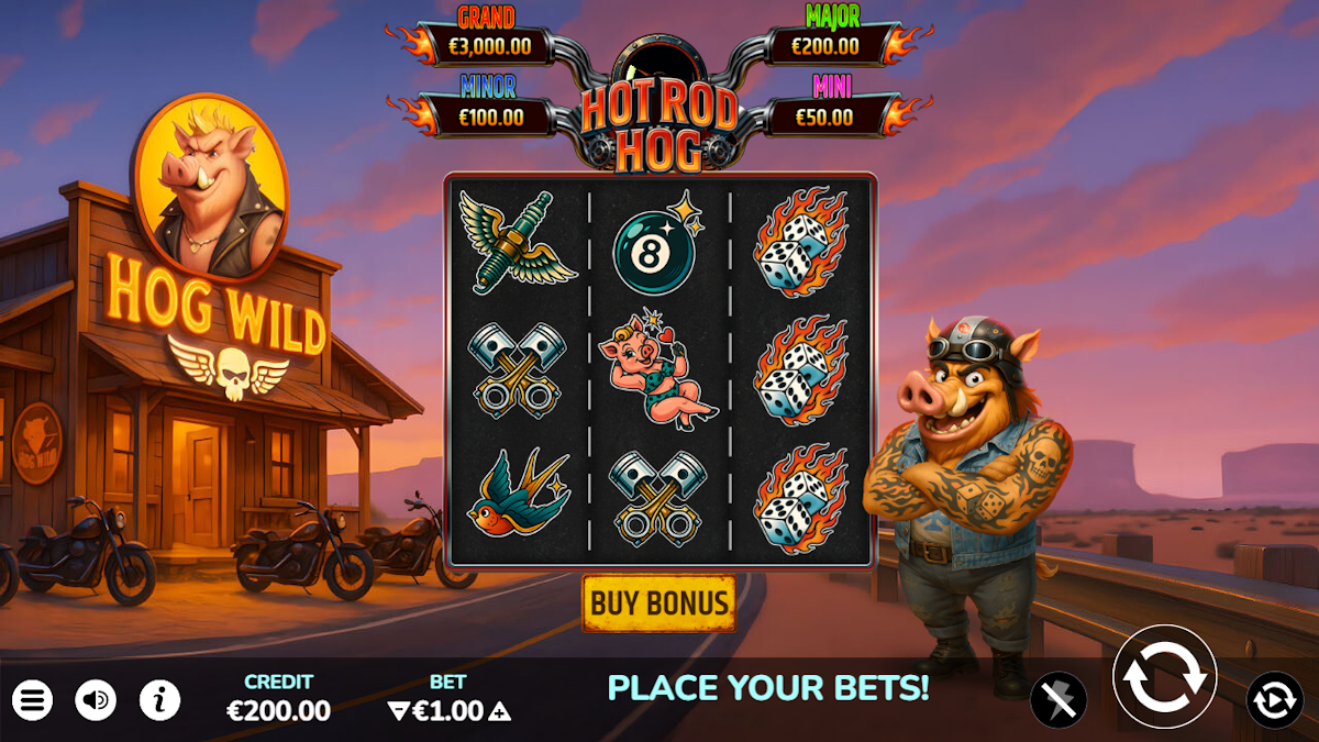 Base game in Hot Rod Hog by Atomic Slot Lab