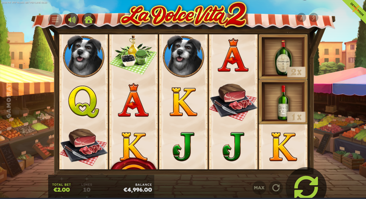 Base game in La Dolce Vita 2 by Gamomat