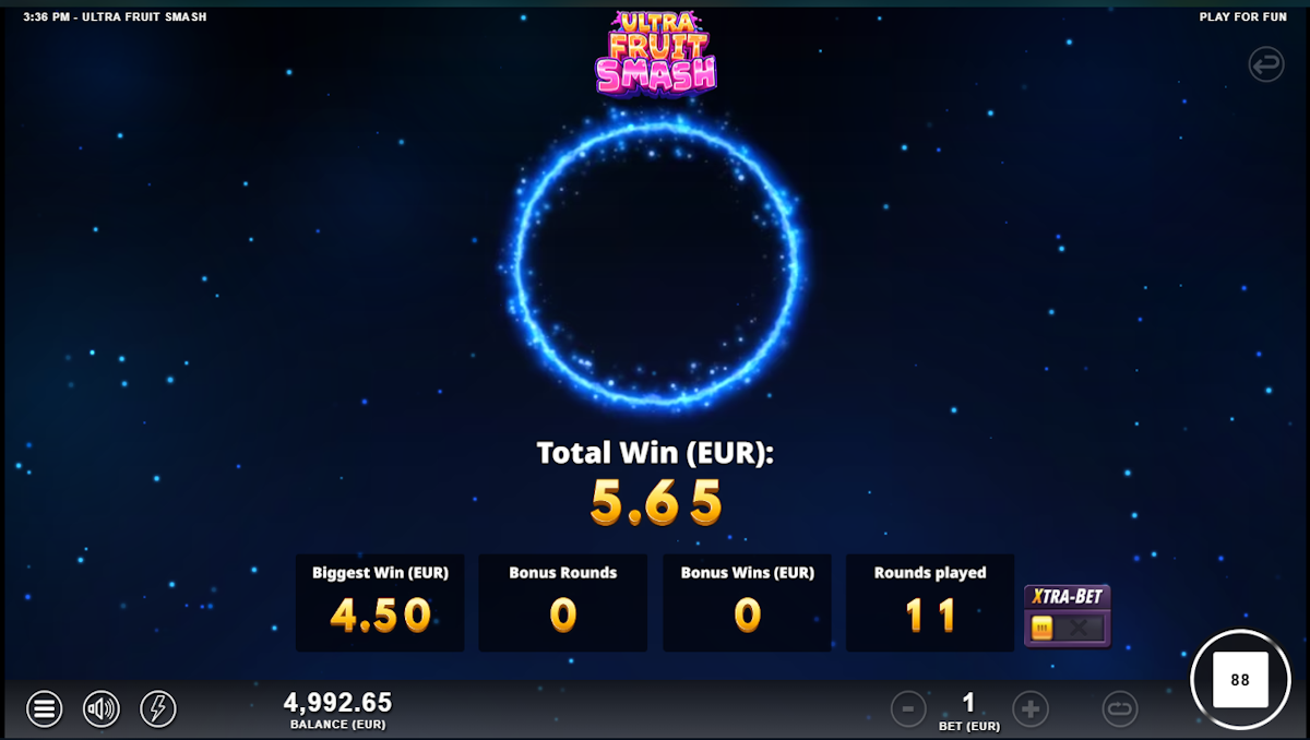 Burst mode in Ultra Fruit Smash by Slotmill