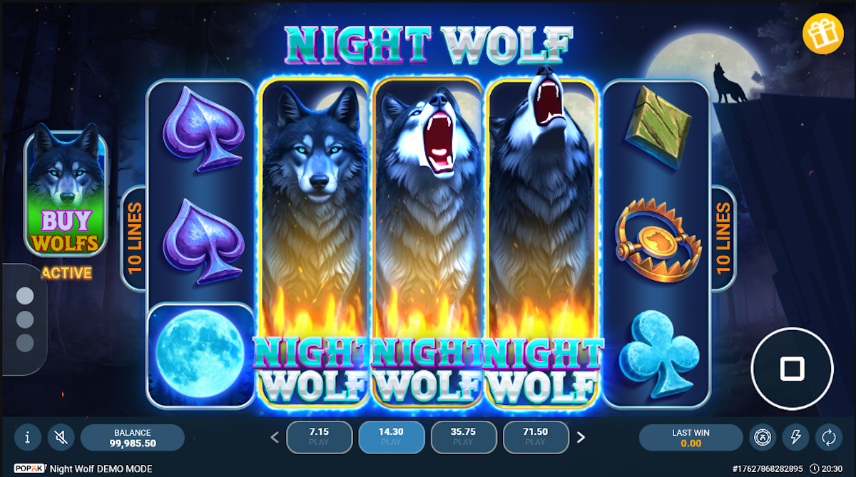 Epxanding wilds in Night Wolf by PopOK Gaming