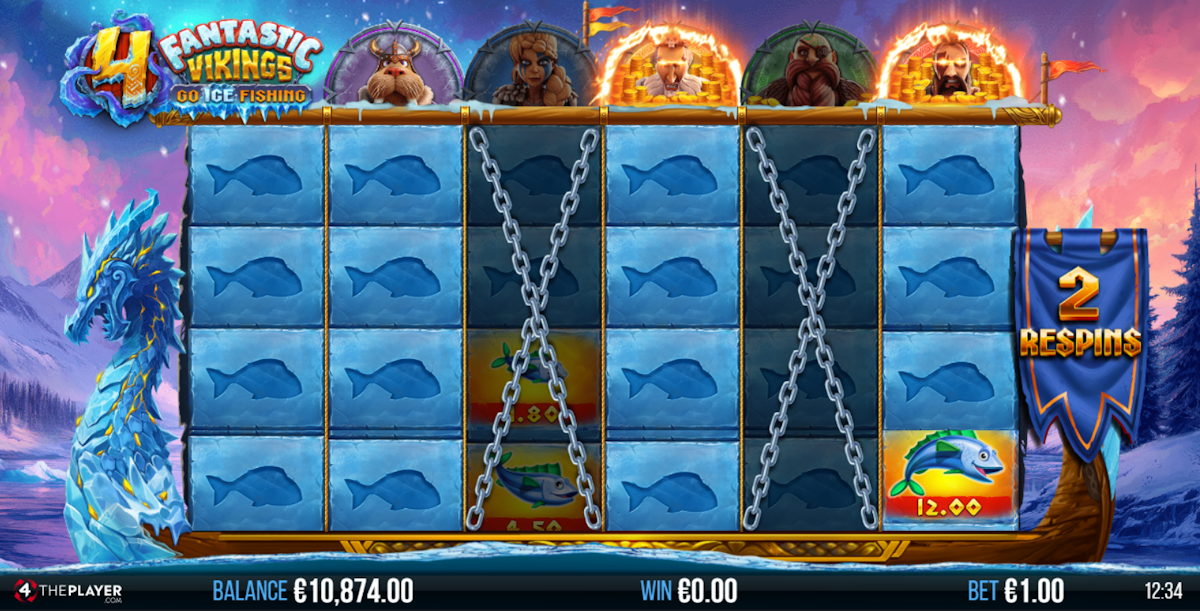 Fighting bonus respin in 4 Fantastic Vikings Go Ice Fishing by 4ThePlayer