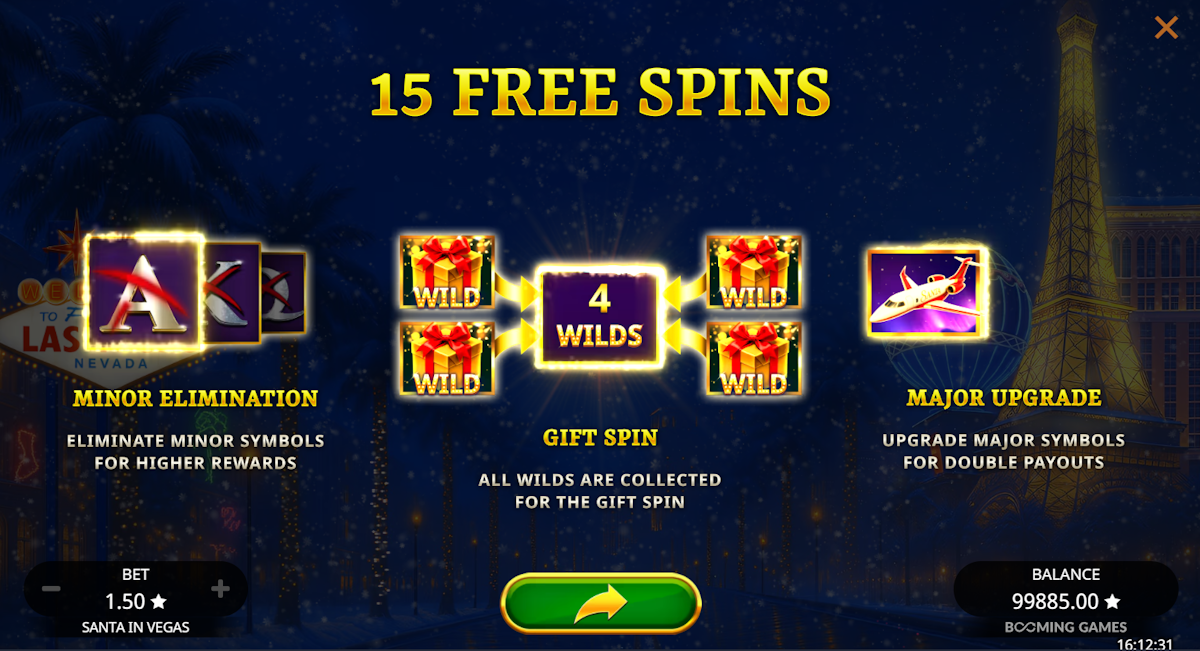 Free spins won in Santa in Vegas by Booming Games
