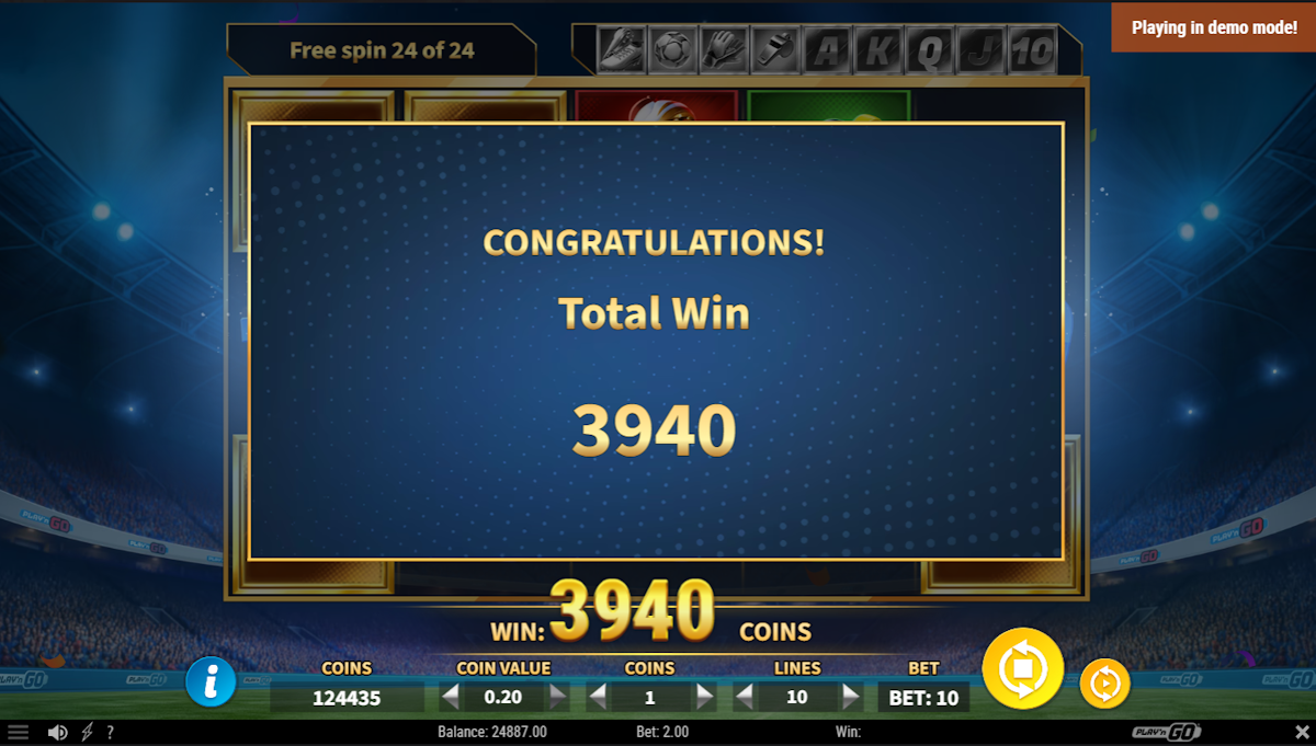 Total win in Stadium of Riches by Play’n GO