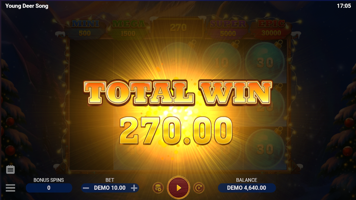 Total win in Young Deer Song by Evoplay