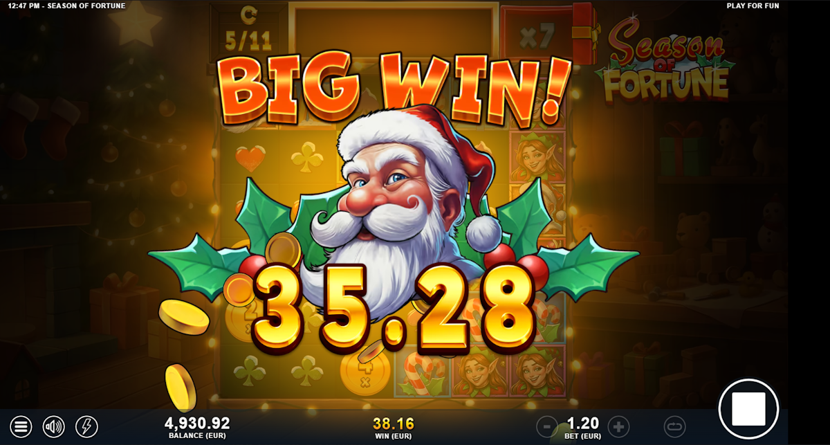 A big win in Season of Fortune by Slotmill