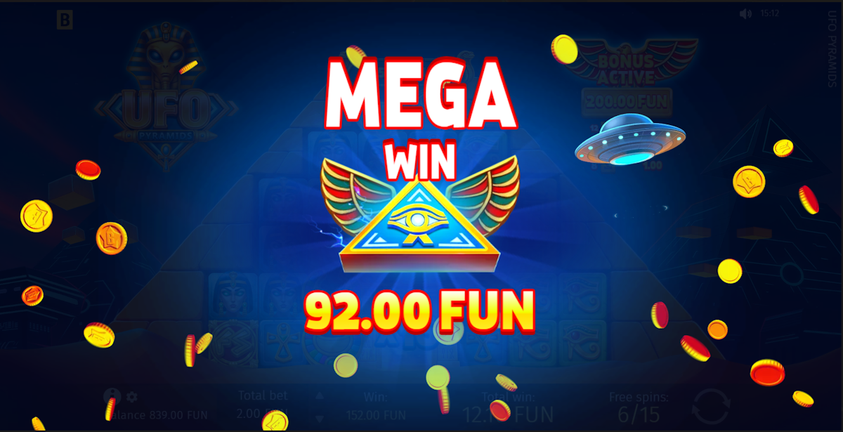 A mega win in UFO Pyramids by BGaming