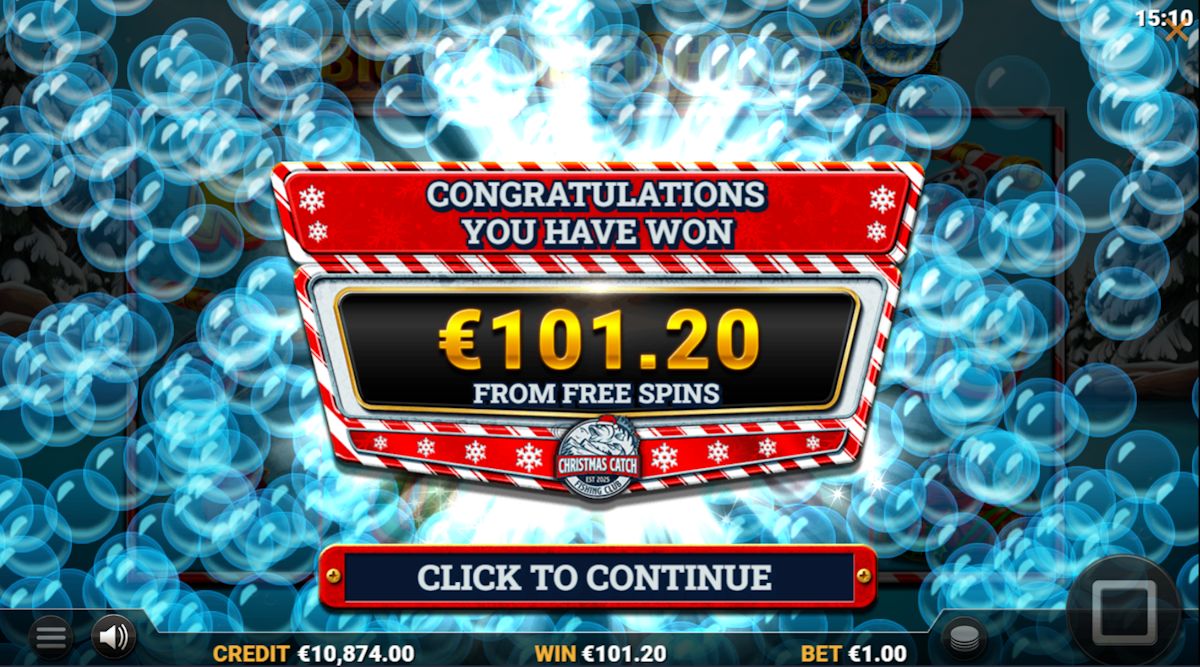 A win in Big Game Fishing Christmas Catch by Reflex Gaming