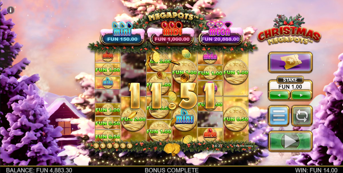 A win in Christmas Megapots by Big Time Gaming
