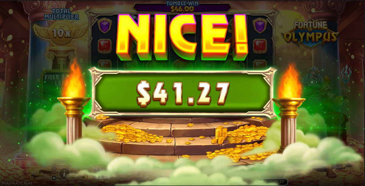A win in Fortune of Olympus by Pragmatic Play