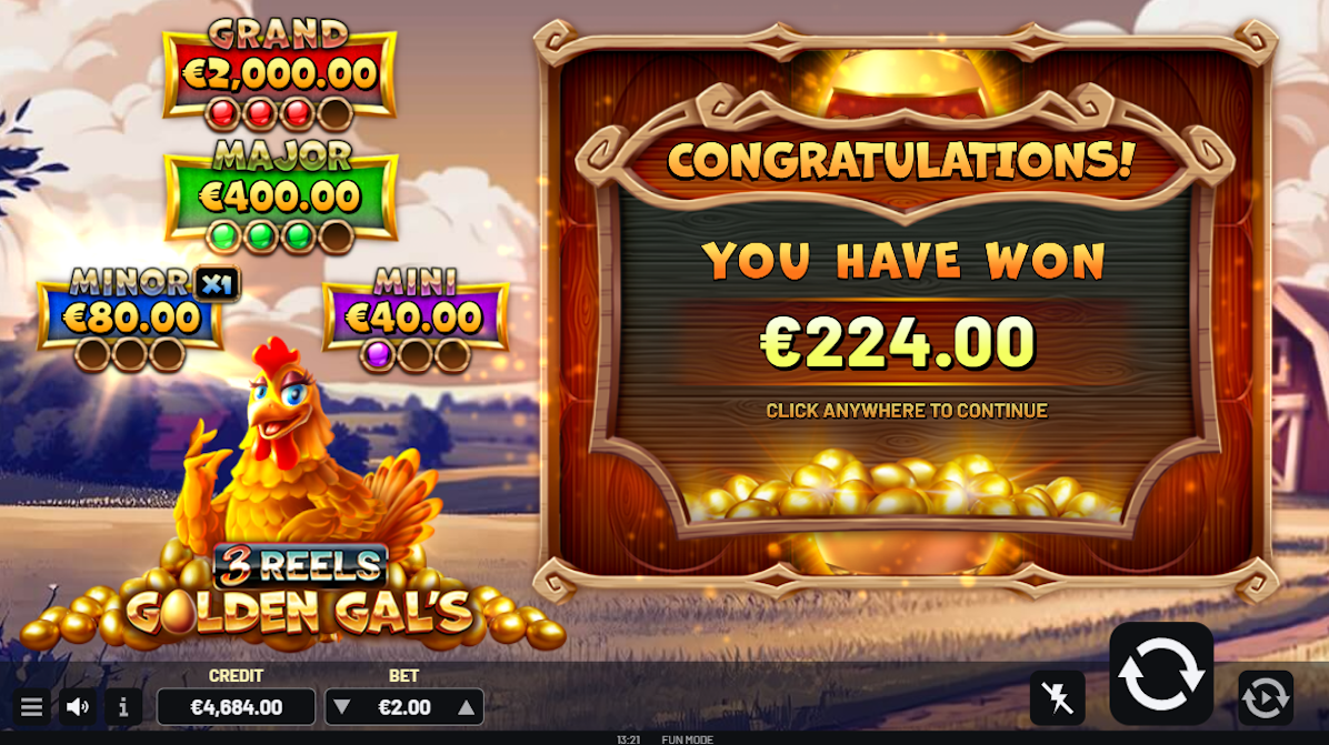 A win in Golden Gal's 3 Reels by IndigoMagic