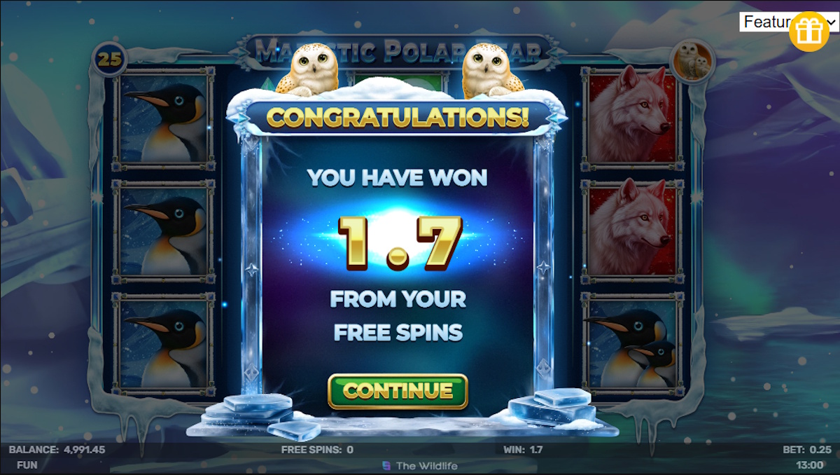 A win in Majestic Polar Bear by Spinomenal