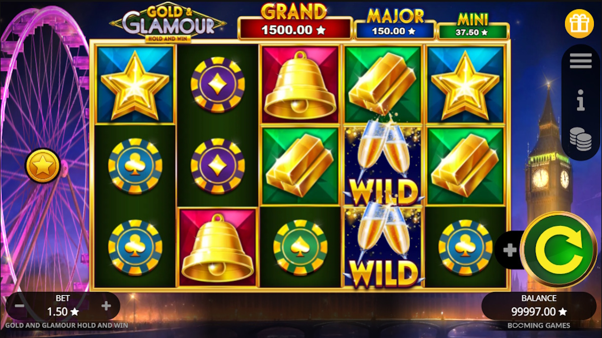 Base game in Gold and Glamour Hold and Win by Booming Games