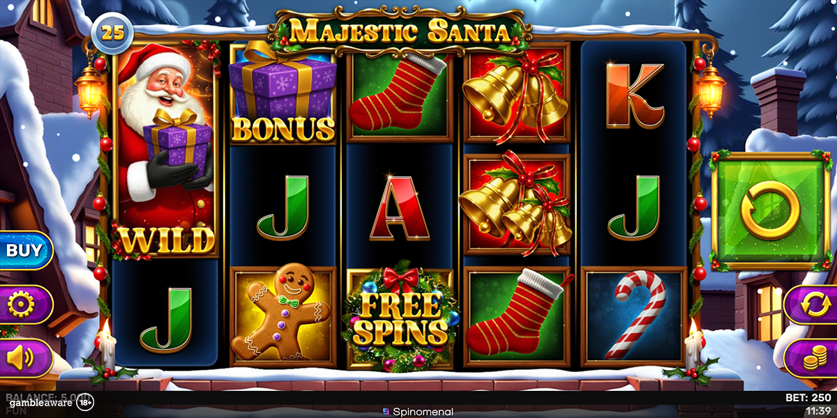 Base game in Majestic Santa by Spinomenal