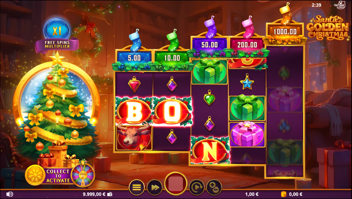 Base game in Santa’s Golden Christmas by SlotMatrix