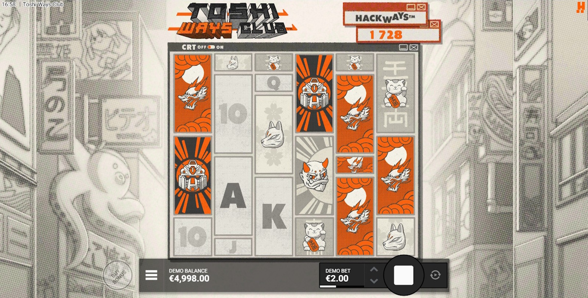 Base game in Toshi Ways Club by Hacksaw Gaming