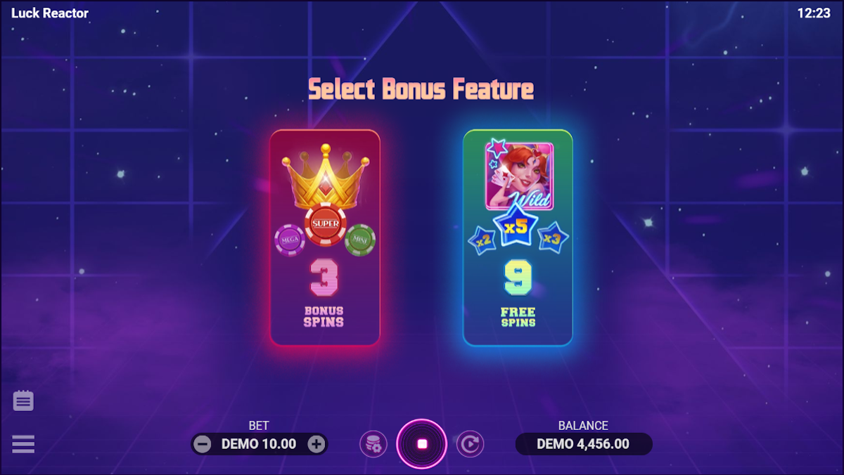Bonus options in Luck Reactor by Evoplay