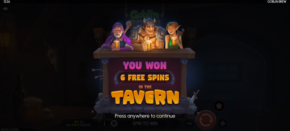 Bonus round won in Goblin Brew by Million Games