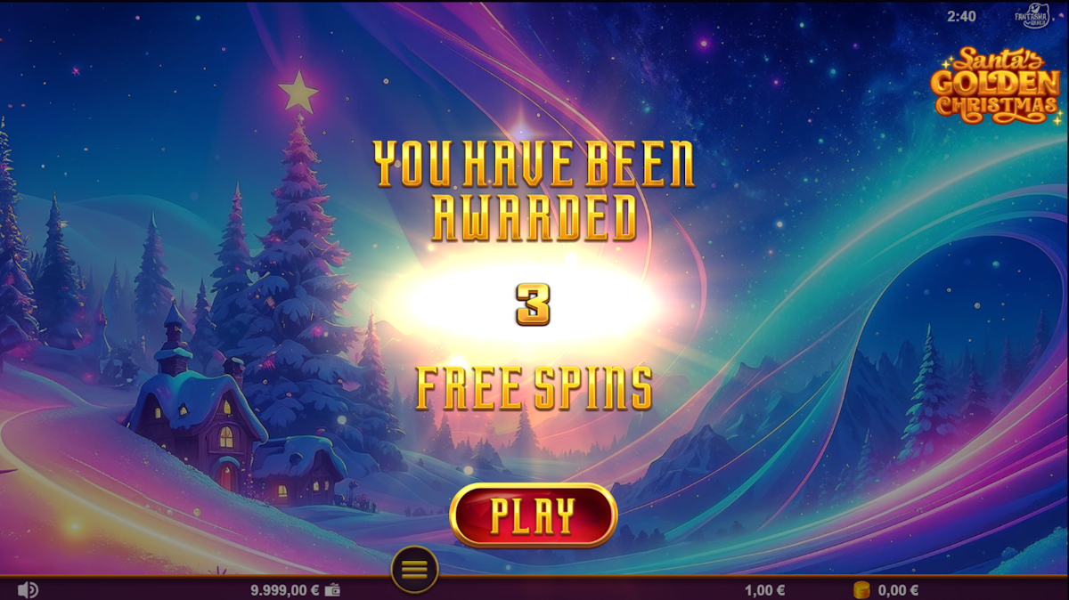 Free spins awarded in Santa’s Golden Christmas by SlotMatrix