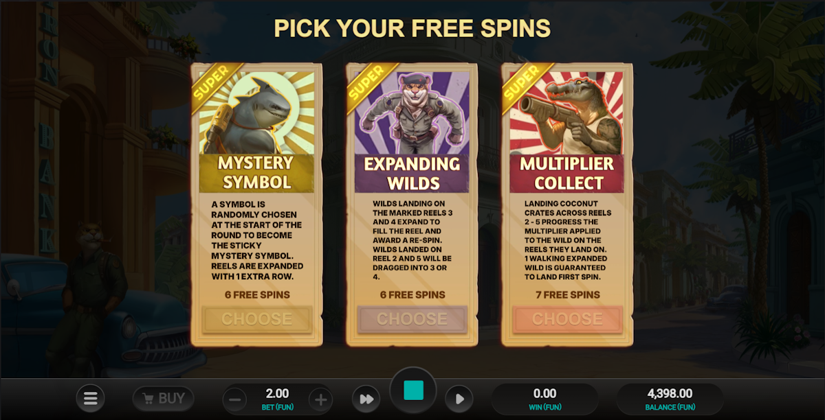 Free spins round options in Iron Bank 2 by Relax Gaming
