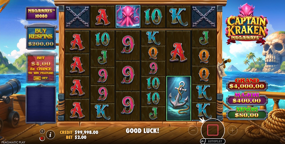 Main game in Captain Kraken Megaways by Pragmatic Play