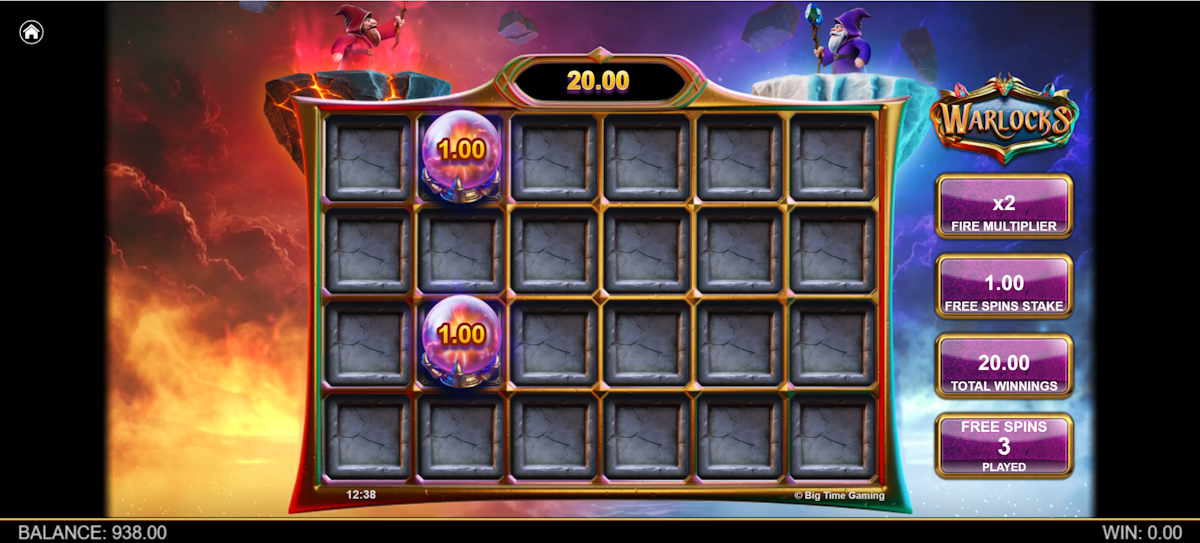 Stash and spin feature in Warlocks by Big Time Gaming