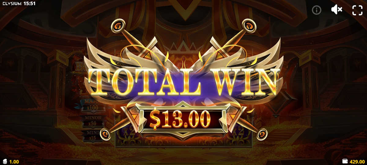 Total win in King’s Gold Hold & Win by Elysium Studios