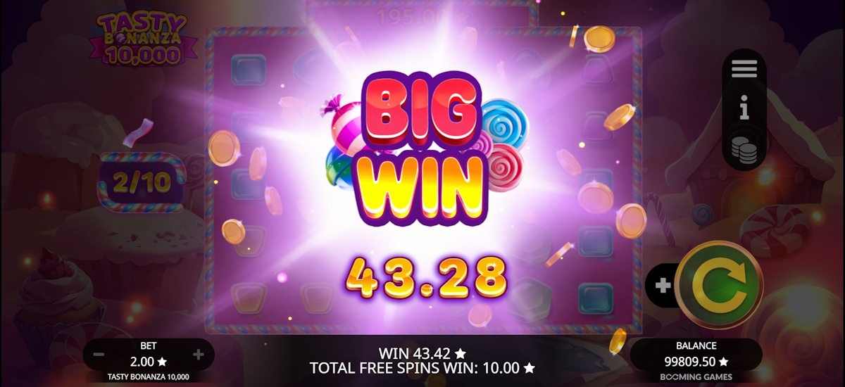 A big win in Tasty Bonanza 10000 by Booming Games