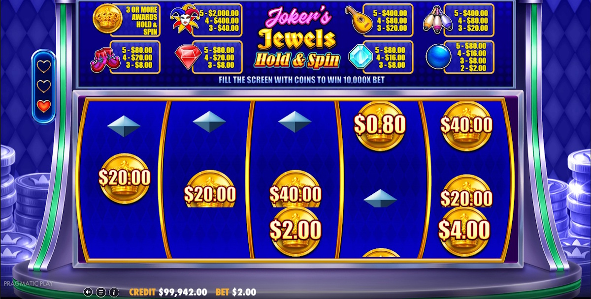 Hold & spin feature in Joker’s Jewels Hold & Spin by Pragmatic Play